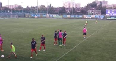 20180729 Balajti Ádám (képünkön elöl, kék mezben) két góljával 2-1-re győzött az NBII első fordulójában a Vác FC a Budafoki MTE ellen